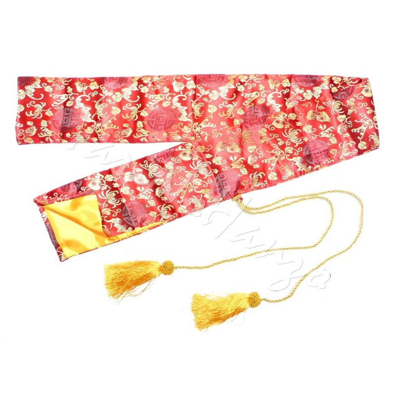 SEIDENHÜLLE rot mit goldenen Blumen