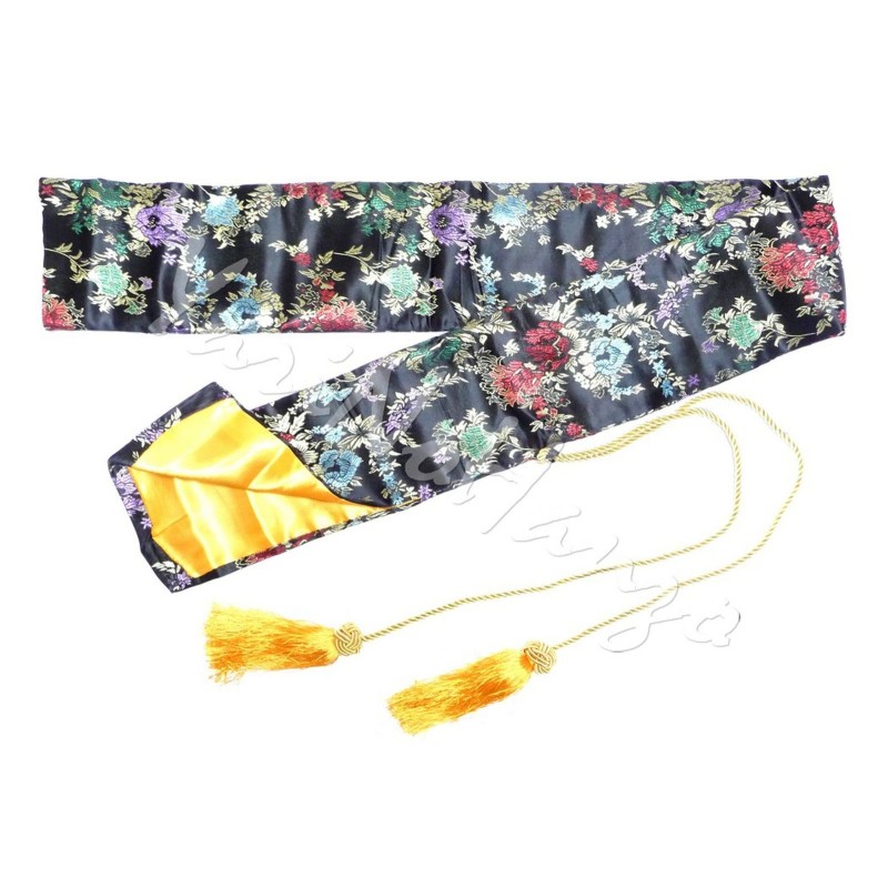 SEIDENHÜLLE schwarz mit bunten Blumen