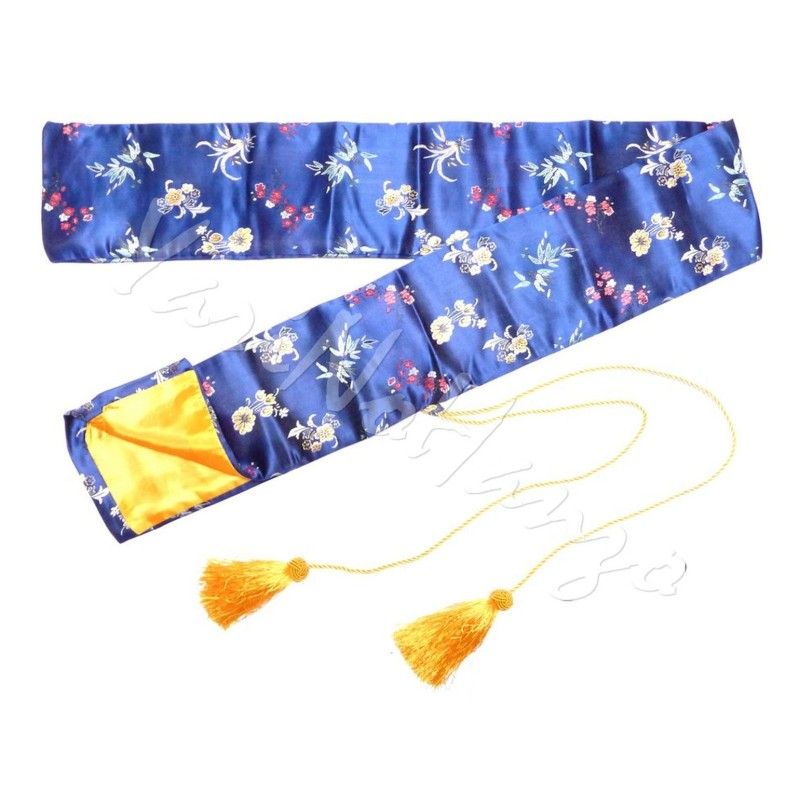 SEIDENHÜLLE blau mit pink und gelben